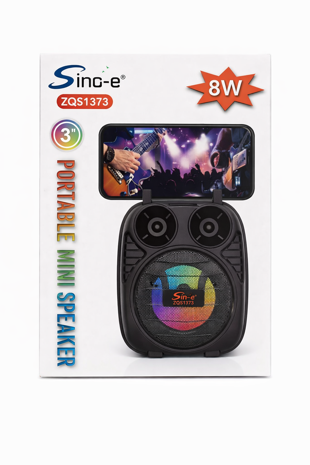 Bærbar Bluetooth-højttaler 8W med LED-lys og telefonholder