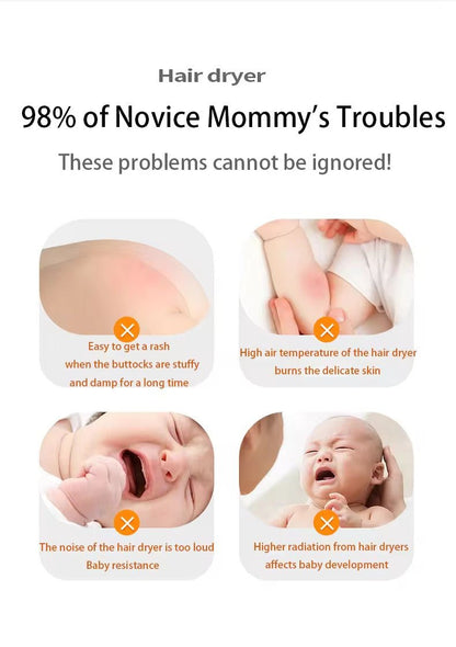 Busters Trådløse Baby (Hår)tørrer – Blid, Støjsvag & Sikker Varmluft - Nordic Elance