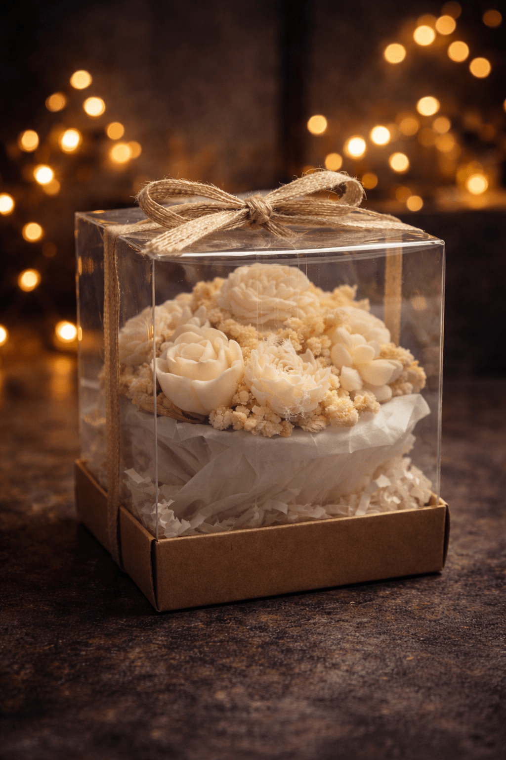 Håndlavet blomsterlys i gaveæske – Elegant & naturlig dekoration - Nordic Elance