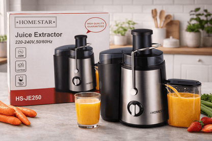 HOMESTAR Juice Extractor 250W – Hurtig, Støjsvag & Nem at Rengøre - Nordic Elance
