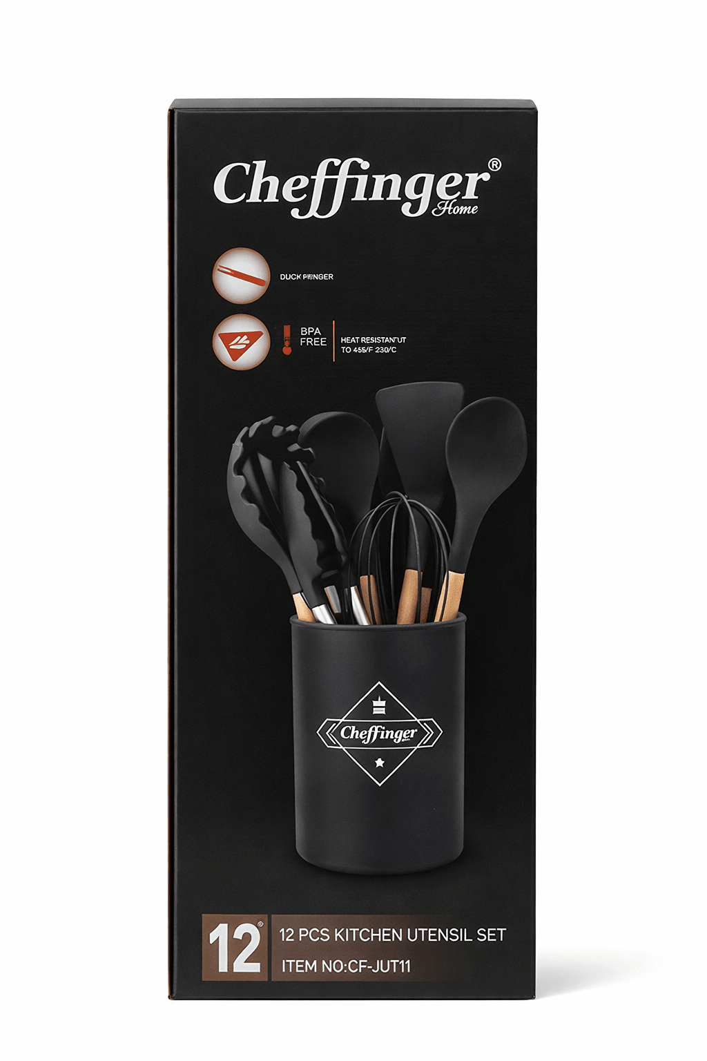 Køkkenredskabssæt Cheffinger – 12 Dele med Holder - Nordic Elance